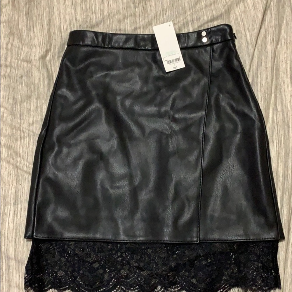 NEW!! Black leather skirt